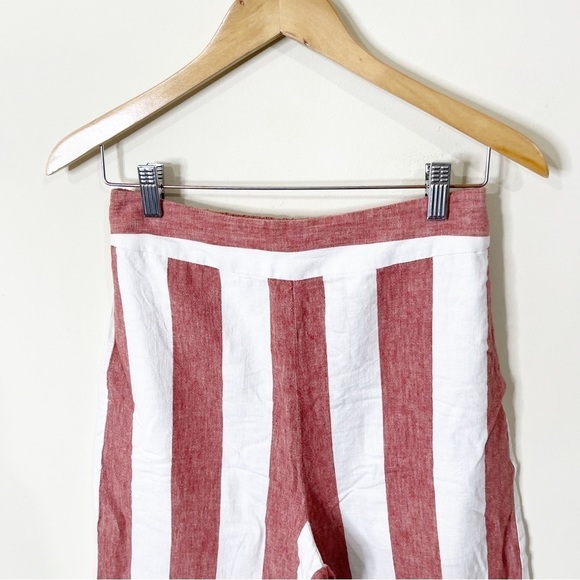 Madewell Linen Huston Pull-On Crop Pants in Bold Stripe Size Small - Picture 3 of 7